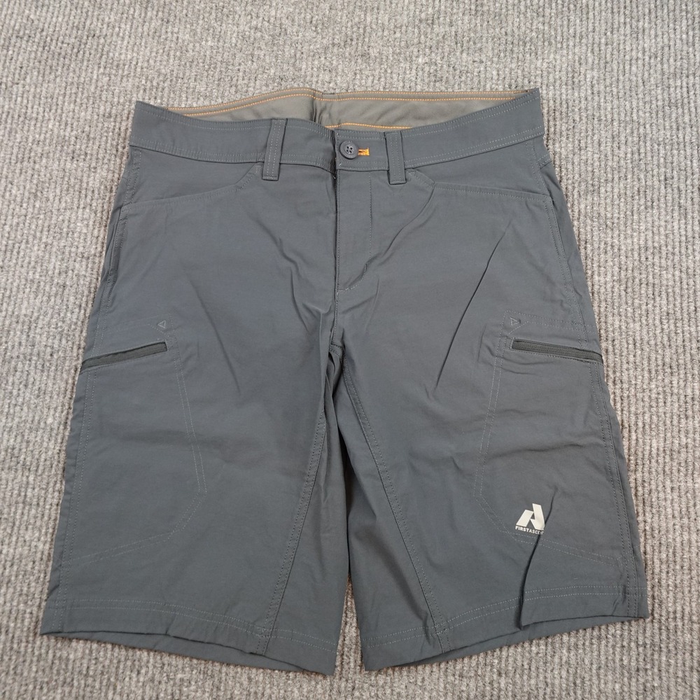 Eddie Bauer First Ascent Shorts Mens 34 Gray 11 Inseam Hiking Zip Stretch
